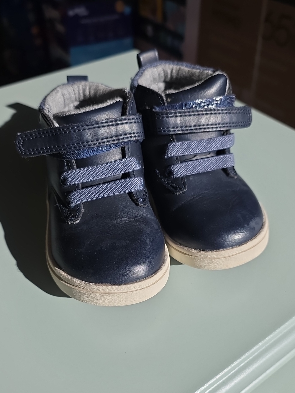 Target Kids Navy and White Strap-Front High-Top Boots